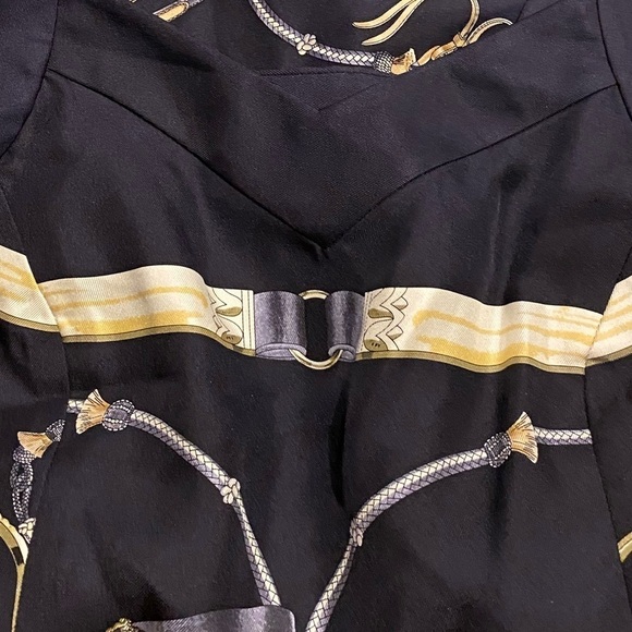 J. McLaughlin Silk Dress V Neck Equestrian Print Sleeveless Size 6 - Picture 9 of 12